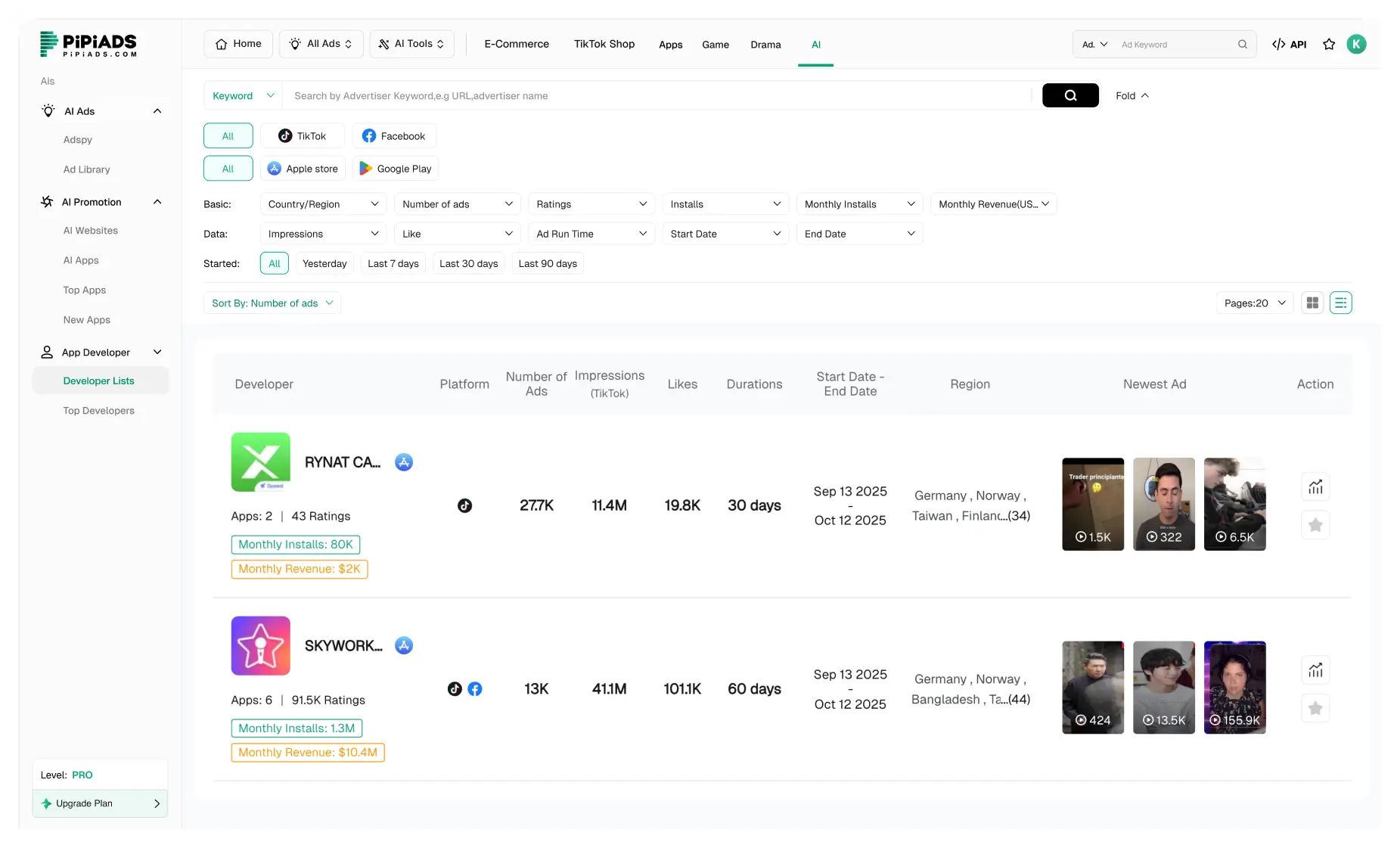 AI Geliştirici Listeleri