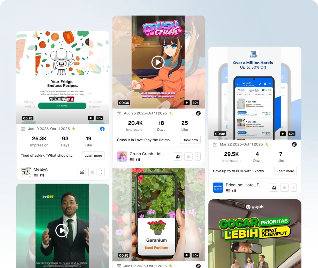 Scopri e analizza le creatività pubblicitarie di app più performanti