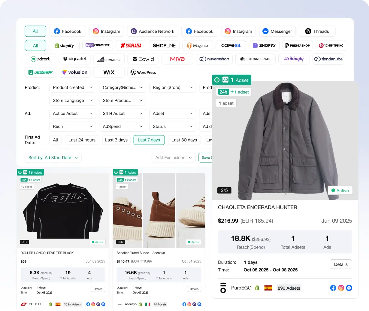 Hızla büyüyen e-ticaret mağazalarını ve çok satan ürünleri keşfedin