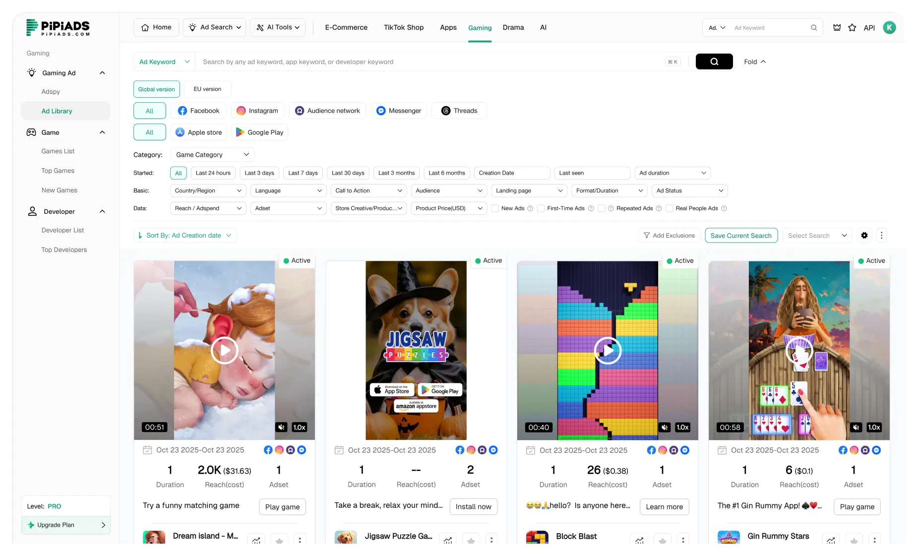 Tutti gli annunci Meta per i giochi