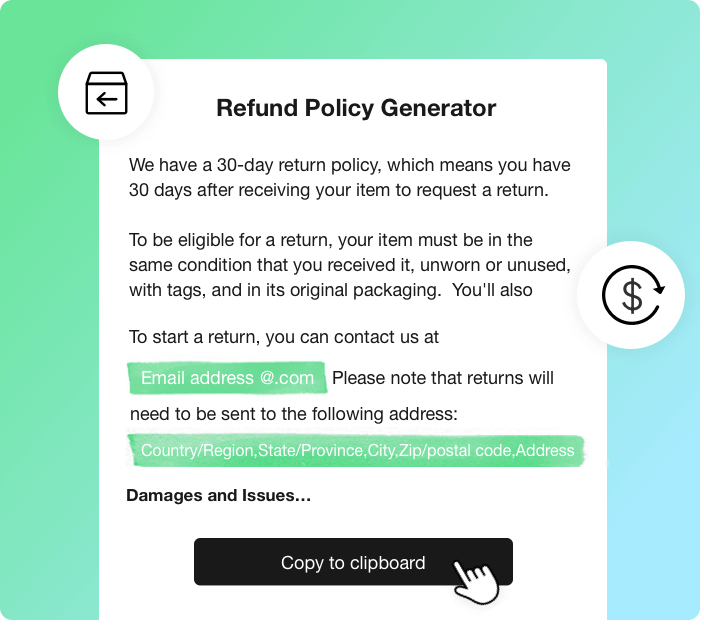 Free generator your Return & Refund Policy