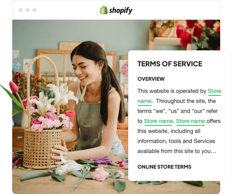 Generate Terms & Conditions for shopify e-commerce stores
