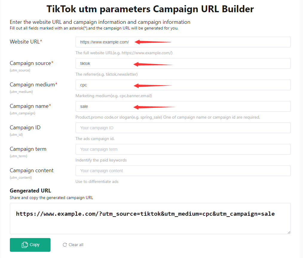 How to use utm paramaters for TikTok Ads